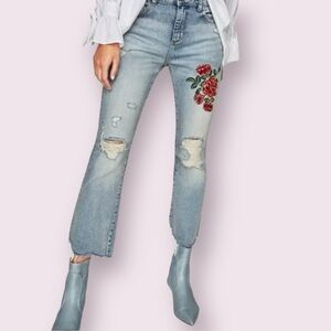 Zara Basic Z1975 Floral Embroidered Distressed Jeans